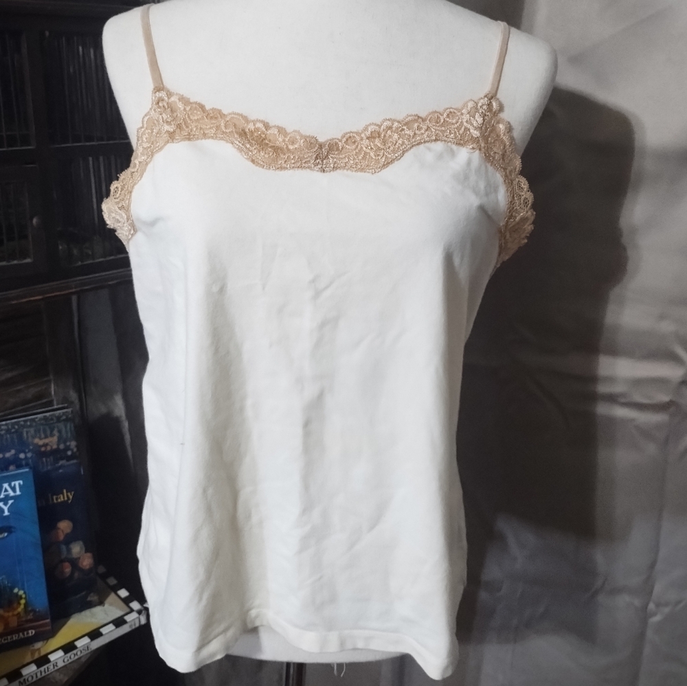 Venizia Sport Vintage Beaded Sequin Lace Trim lightweight cami Sz 14/16